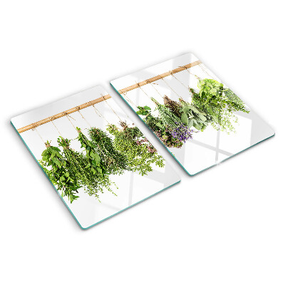 Planche à découper en verre Herbes séchées sur une ficelle