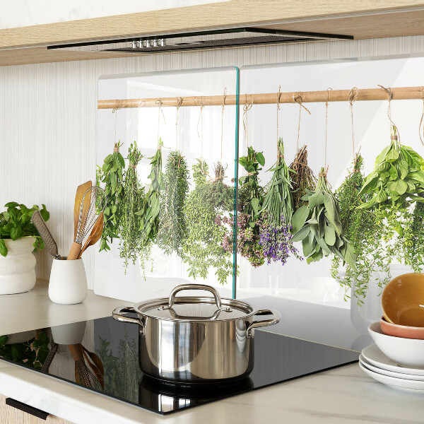 Planche à découper en verre Herbes séchées sur une ficelle