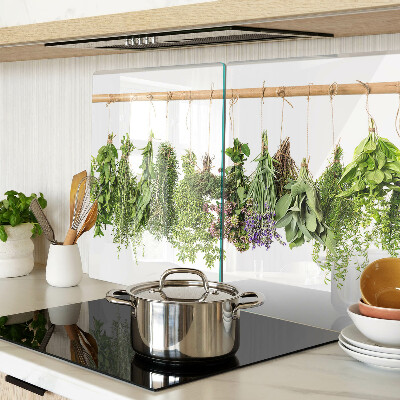 Planche à découper en verre Herbes séchées sur une ficelle