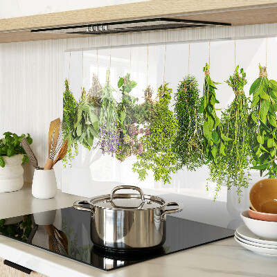 Planche à découper verre Herbes en pots suspendus