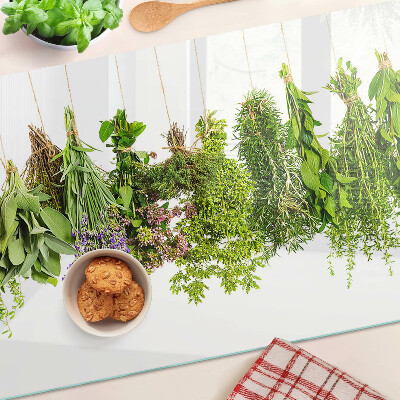 Planche à découper verre Herbes en pots suspendus