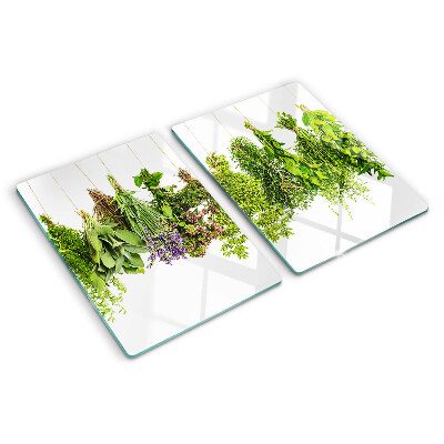 Planche à découper verre Herbes en pots suspendus