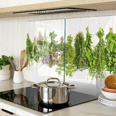 Planche à découper verre Herbes en pots suspendus