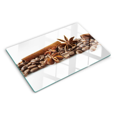 Planche à découper en verre Épices et grains de café