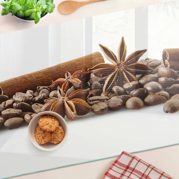 Planche à découper en verre Épices et grains de café