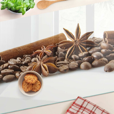 Planche à découper en verre Épices et grains de café