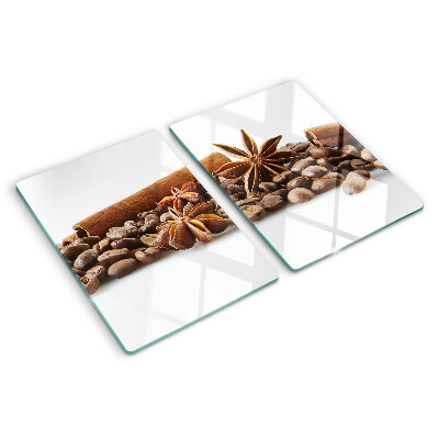 Planche à découper en verre Épices et grains de café