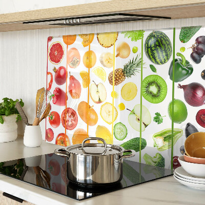 Planche à découper en verre Fruits et légumes aux couleurs de l'arc-en-ciel