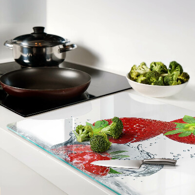 Planche à découper verre Fraises à l'eau