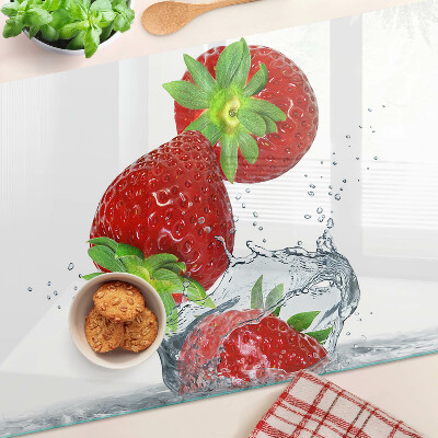 Planche à découper verre Fraises à l'eau