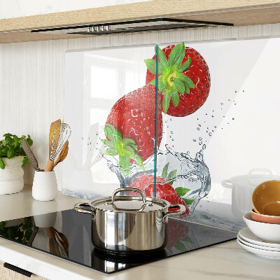 Planche à découper verre Fraises à l'eau