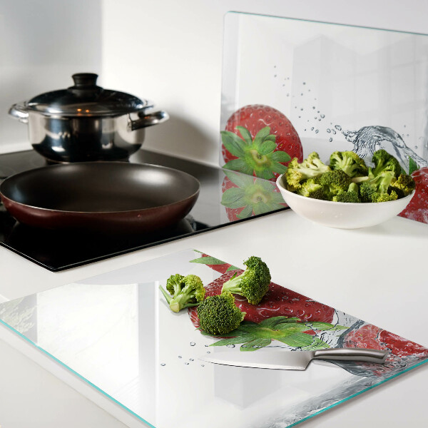 Planche à découper verre Fraises à l'eau