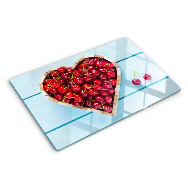 Planche à découper verre Cerises au coeur