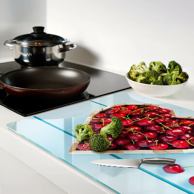 Planche à découper verre Cerises au coeur