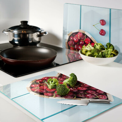 Planche à découper verre Cerises au coeur