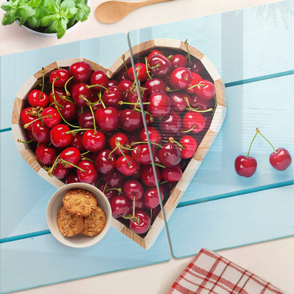 Planche à découper verre Cerises au coeur