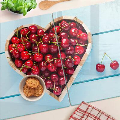 Planche à découper verre Cerises au coeur