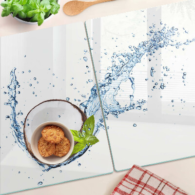 Planche à découper verre Noix de coco à l'eau et à la menthe