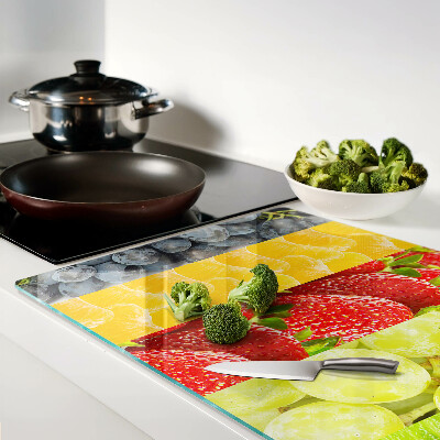 Planche à découper en verre Fruits rayés