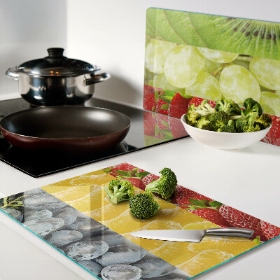 Planche à découper en verre Fruits rayés