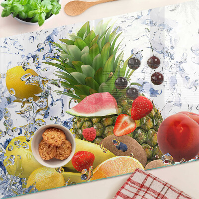 Planche à découper en verre Fruits dans l'eau