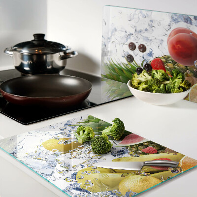 Planche à découper en verre Fruits dans l'eau