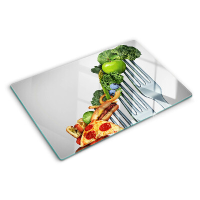 Planche à découper verre Nourriture sur une fourchette