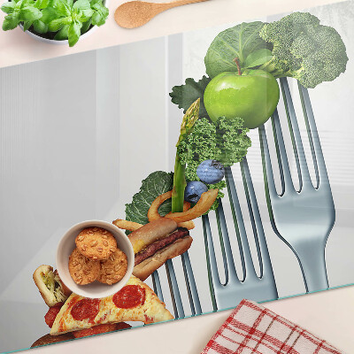 Planche à découper verre Nourriture sur une fourchette