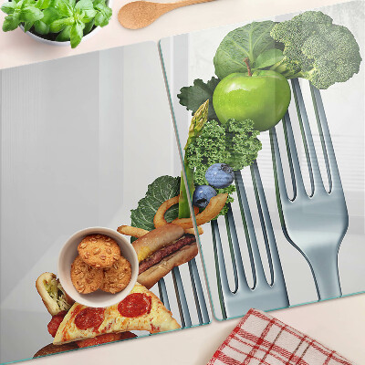 Planche à découper verre Nourriture sur une fourchette