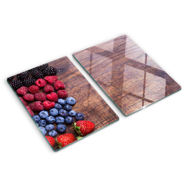 Planche à découper verre Fruits des bois sur fond de bois