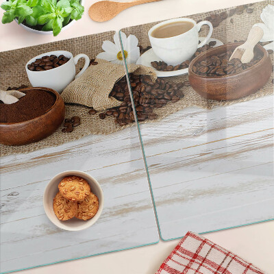 Planche à découper en verre Café et grains de café