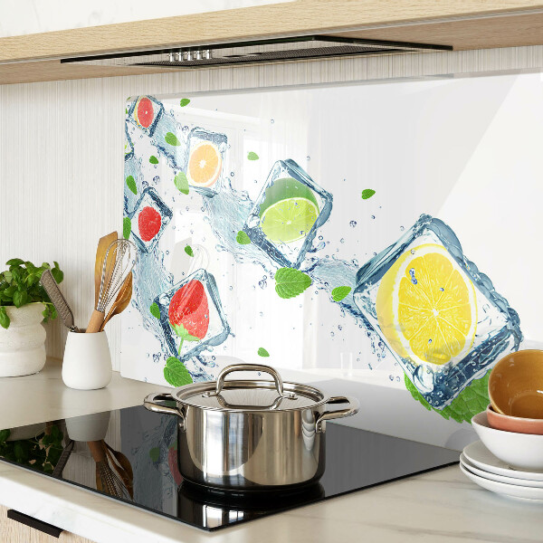 Planche à découper en verre Motif de fruits avec des tranches colorées