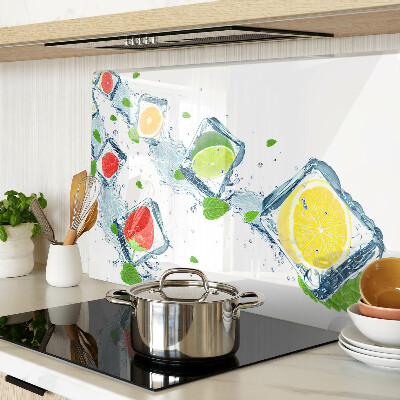 Planche à découper en verre Motif de fruits avec des tranches colorées
