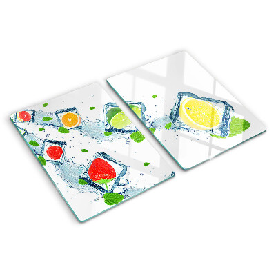 Planche à découper en verre Motif de fruits avec des tranches colorées