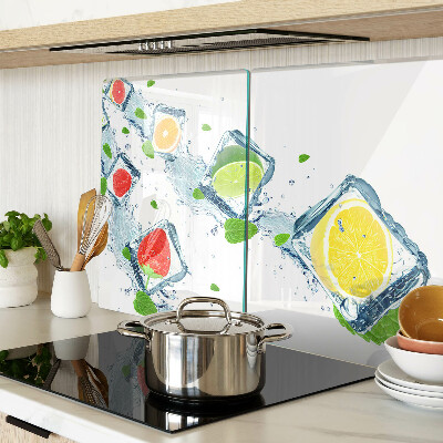 Planche à découper en verre Motif de fruits avec des tranches colorées