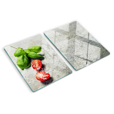 Planche à découper en verre Tomates au basilic et au sel
