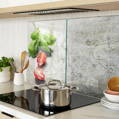 Planche à découper en verre Tomates au basilic et au sel