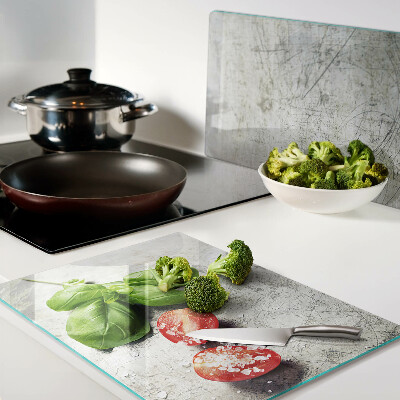 Planche à découper en verre Tomates au basilic et au sel