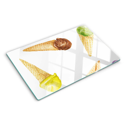 Planche à découper en verre Crème glacée dans un cornet gaufré
