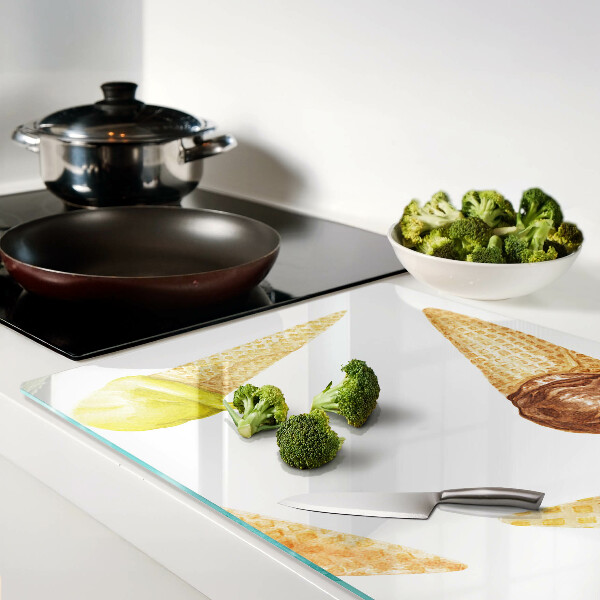 Planche à découper en verre Crème glacée dans un cornet gaufré