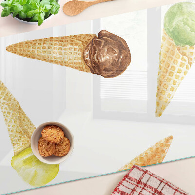 Planche à découper en verre Crème glacée dans un cornet gaufré