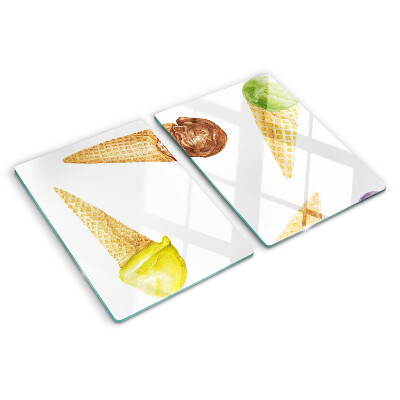 Planche à découper en verre Crème glacée dans un cornet gaufré