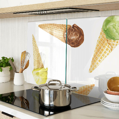 Planche à découper en verre Crème glacée dans un cornet gaufré