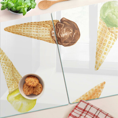 Planche à découper en verre Crème glacée dans un cornet gaufré