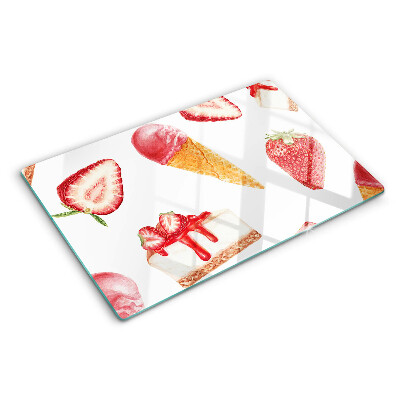 Planche à découper en verre Glace et fraises