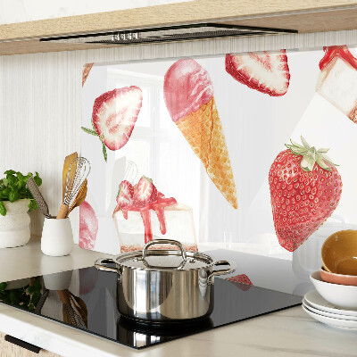 Planche à découper en verre Glace et fraises