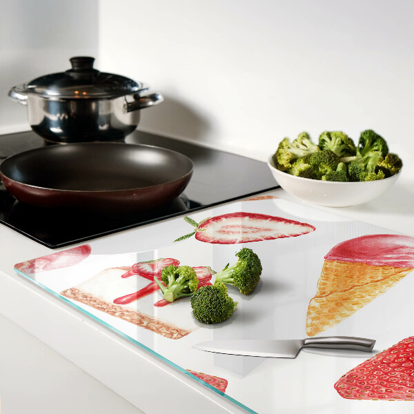 Planche à découper en verre Glace et fraises