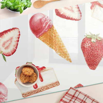 Planche à découper en verre Glace et fraises