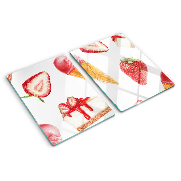 Planche à découper en verre Glace et fraises