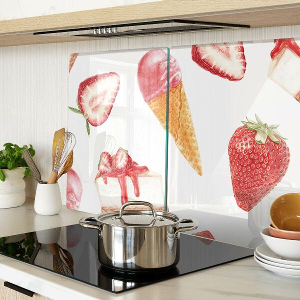Planche à découper en verre Glace et fraises